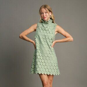 Umgee Dusty Mint Polka Dot Lace Sleeveless A-Line Dress – NWT